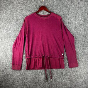 Donna Karan Active Top Womens Medium Purple Knit Pullover Toggle Hem